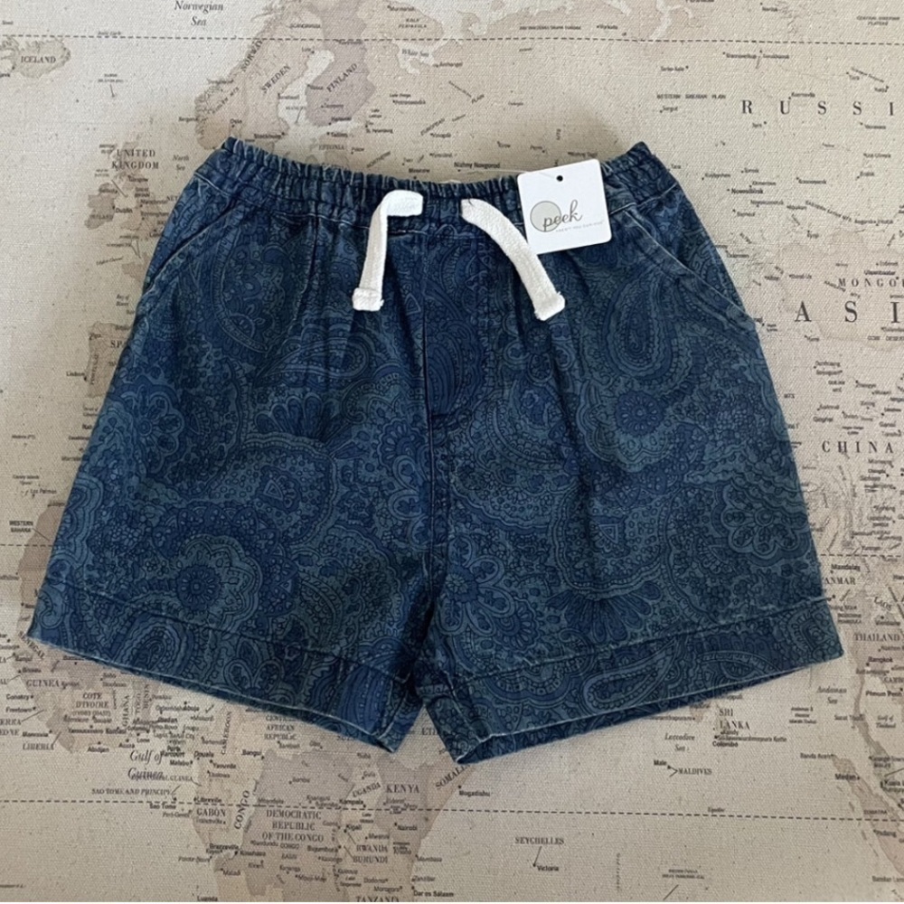🆕 Peek Paisley Chambray Shorts
6-12mo Blue Paisley Print